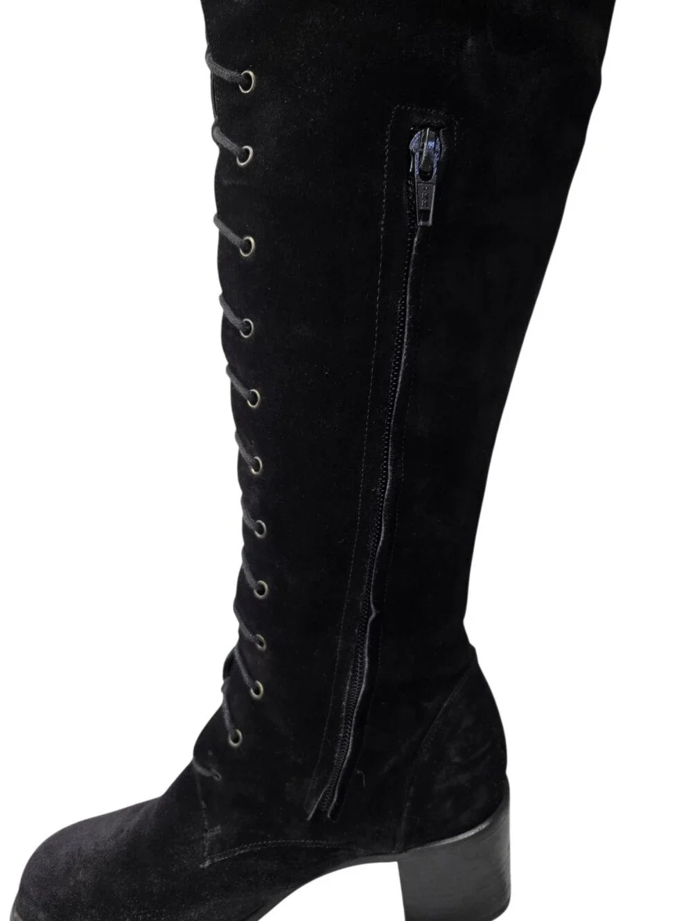 Kenneth Cole New York Black Suede Over The Knee Lace-Up Boots